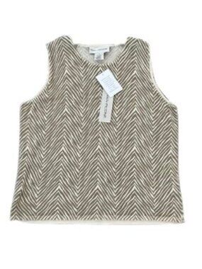 Evan-Picone Tan & Cream Print Sleeveless Blouse Top Shirt - NWT